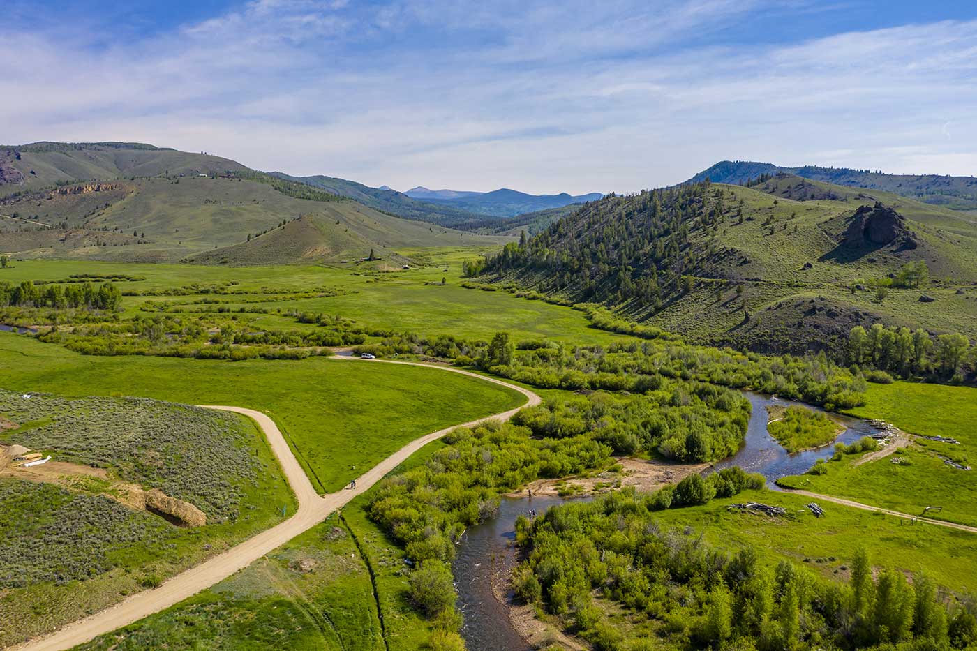 View of C Lazy U ranch land from a drone